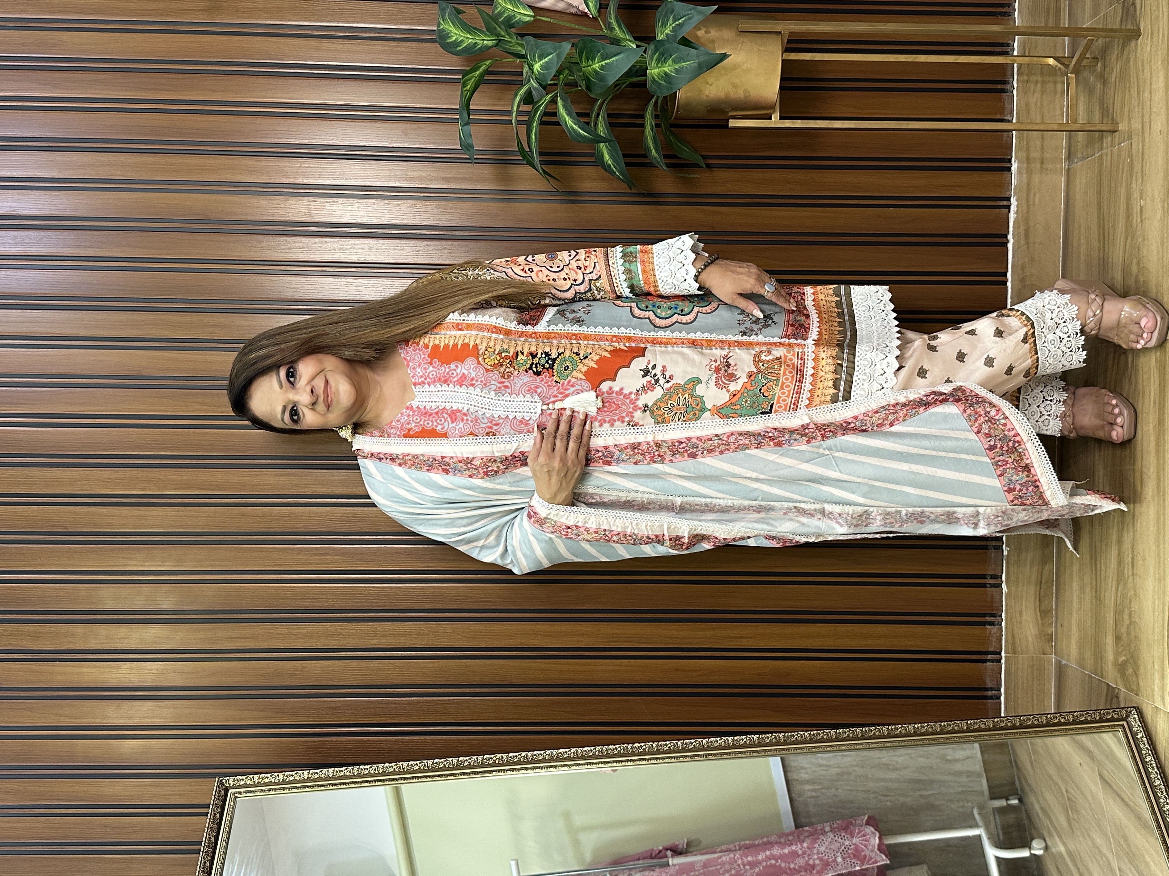 Floral Printed three piece dupatta set