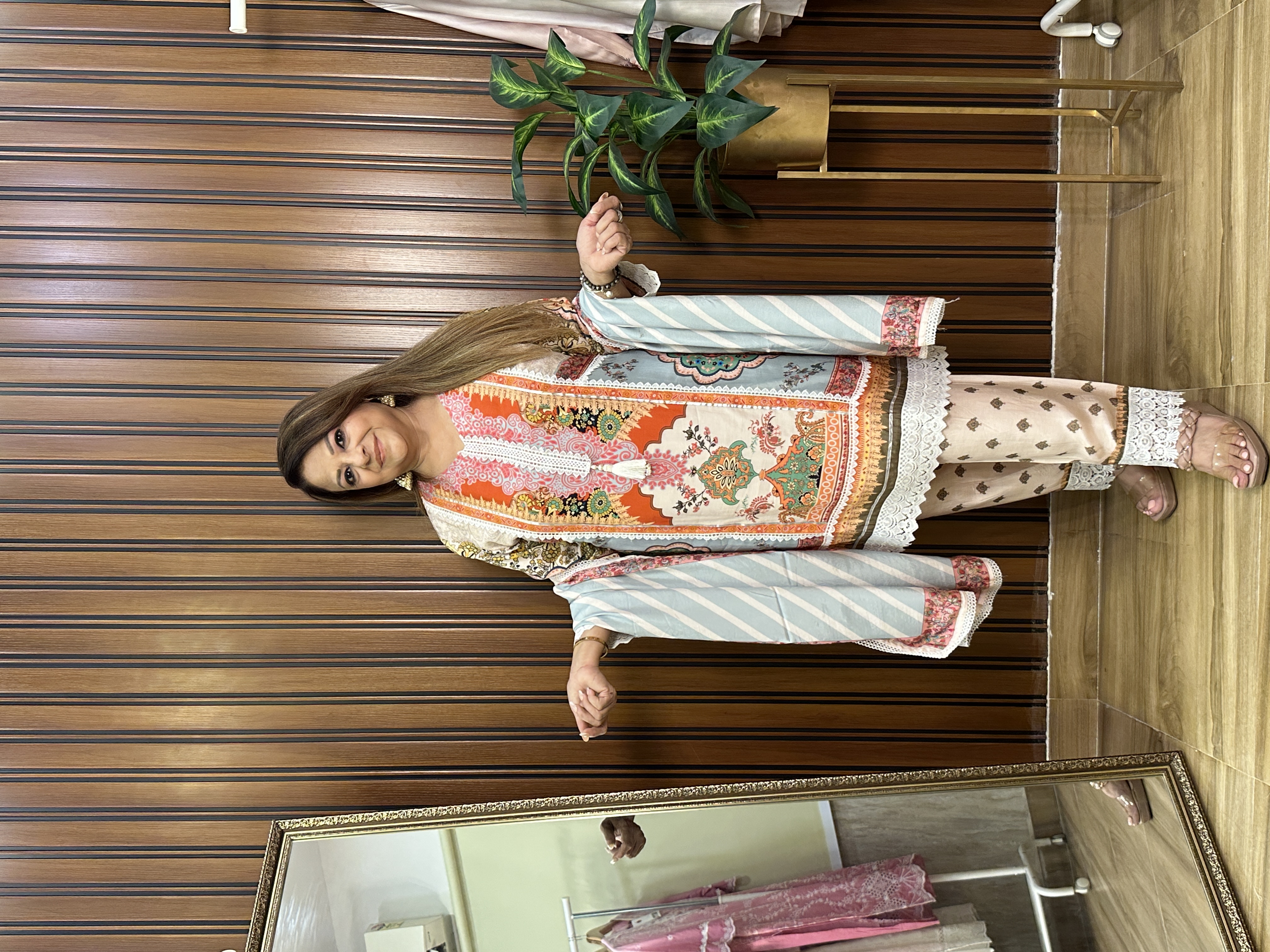 Floral Printed three piece dupatta set