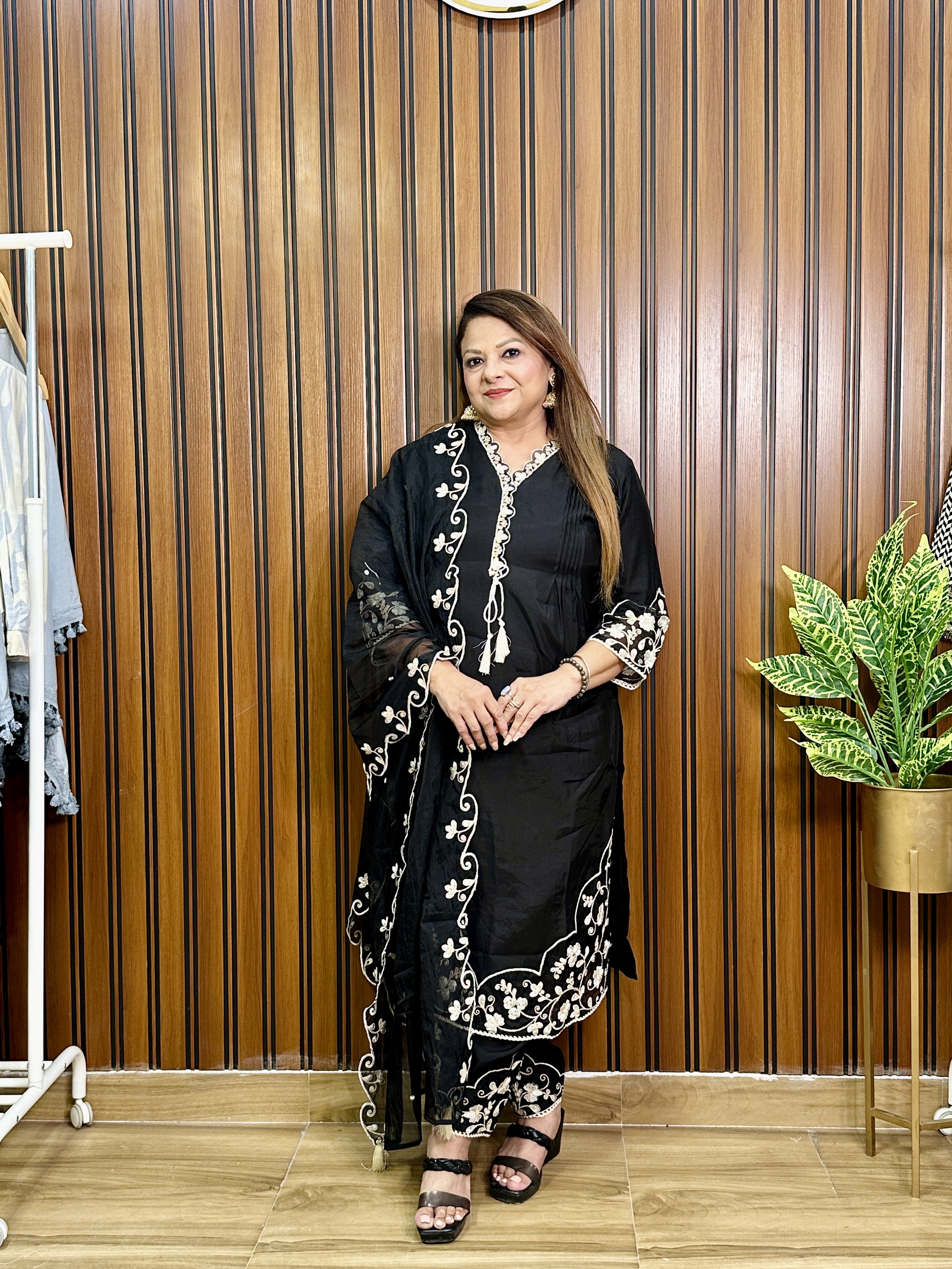 Elegant Black Embroidered Suit