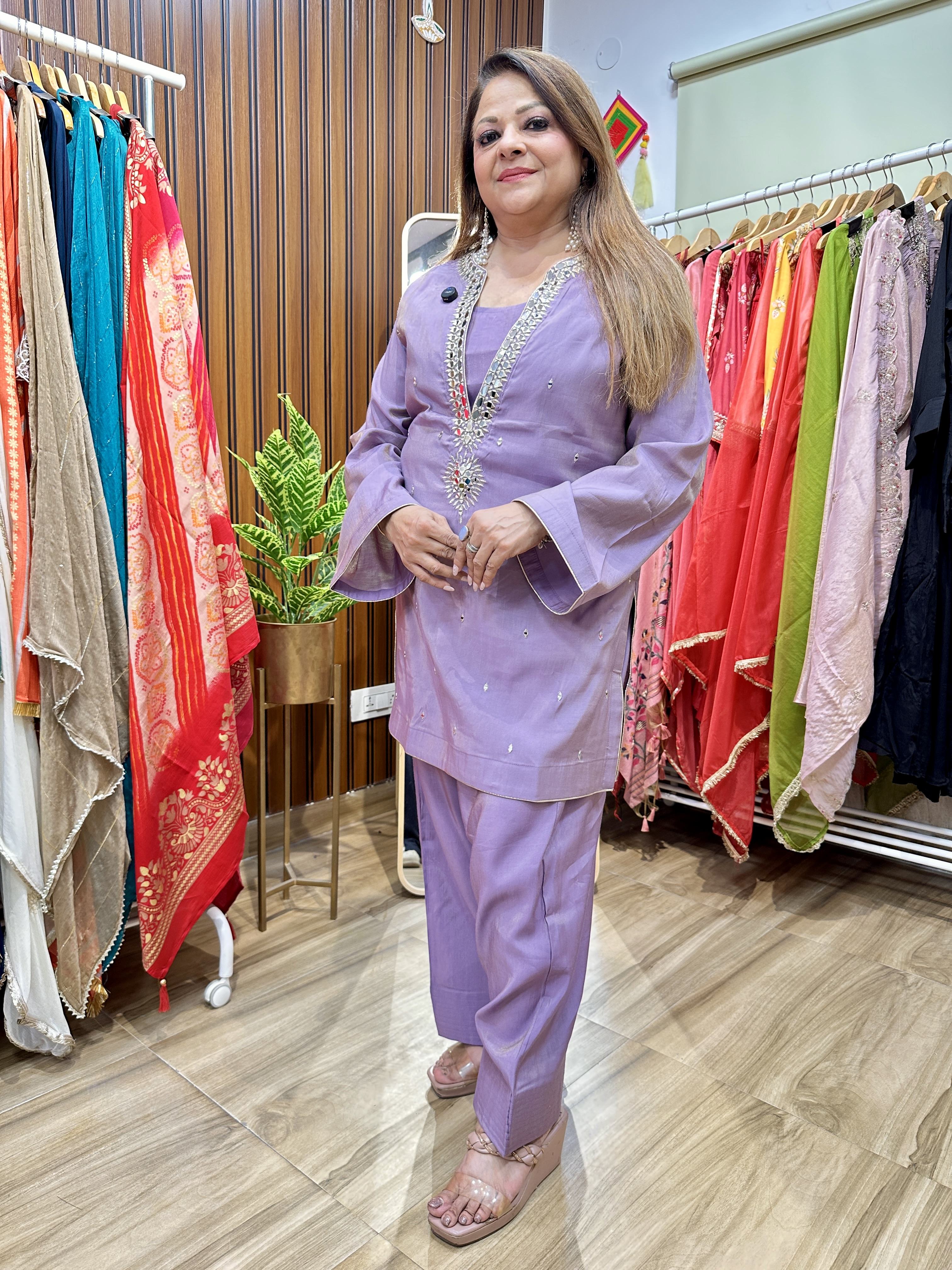 Lavender mirror work Co ord set