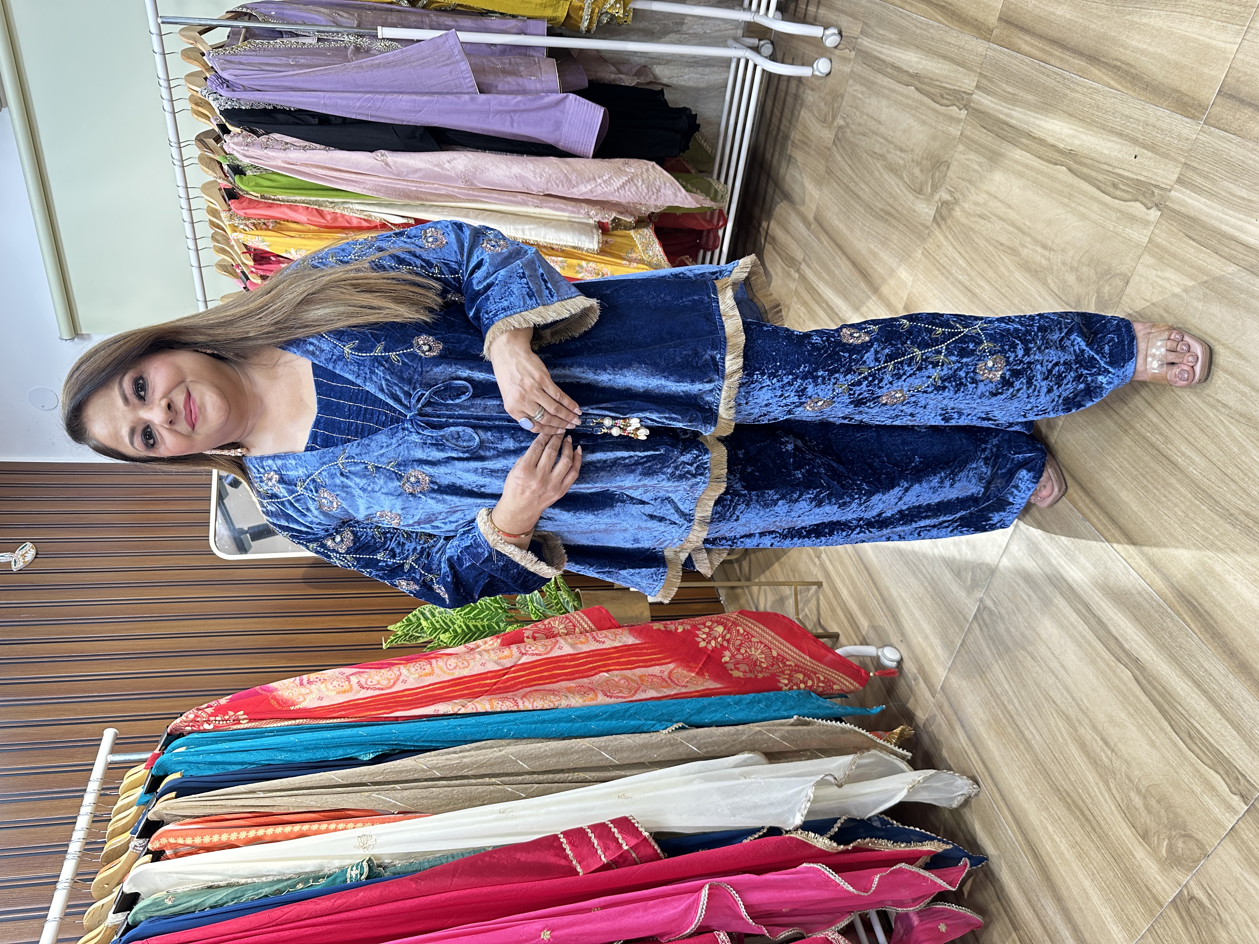 Blue Velvet Bustier three piece set