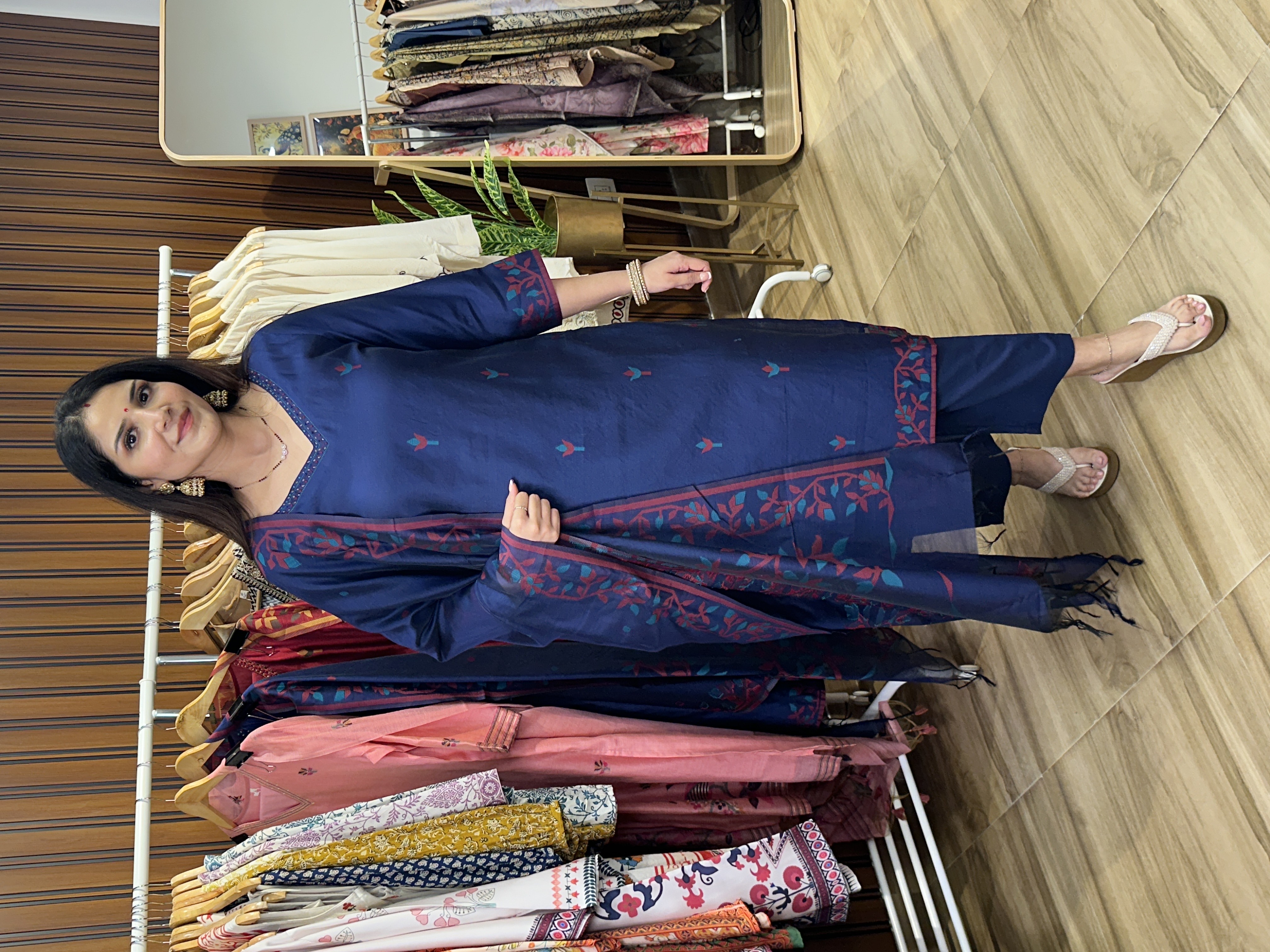 Blue jamdani three piece set