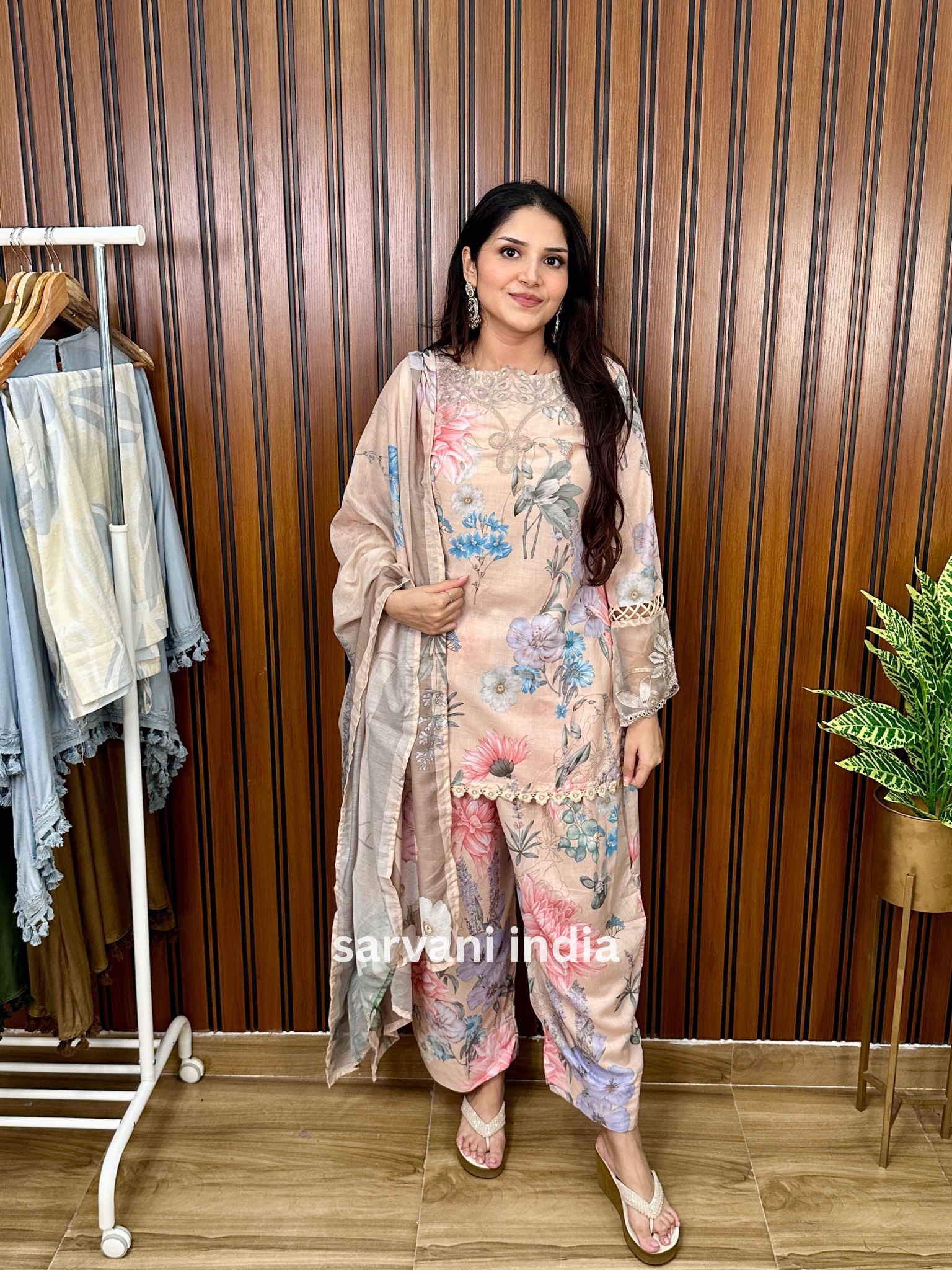 Floral Printed Farsi salwar dupatta Set