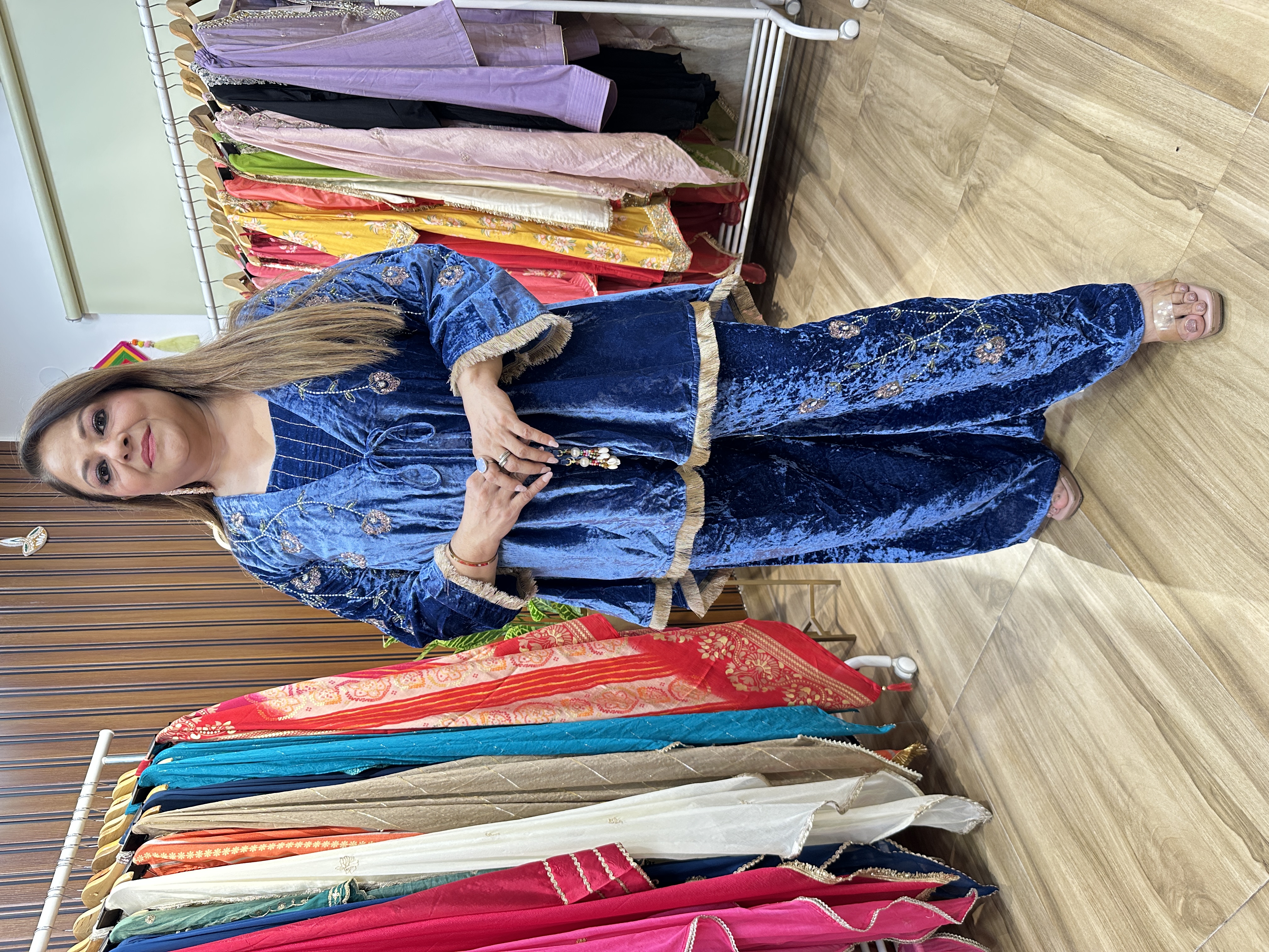 Blue Velvet Bustier three piece set