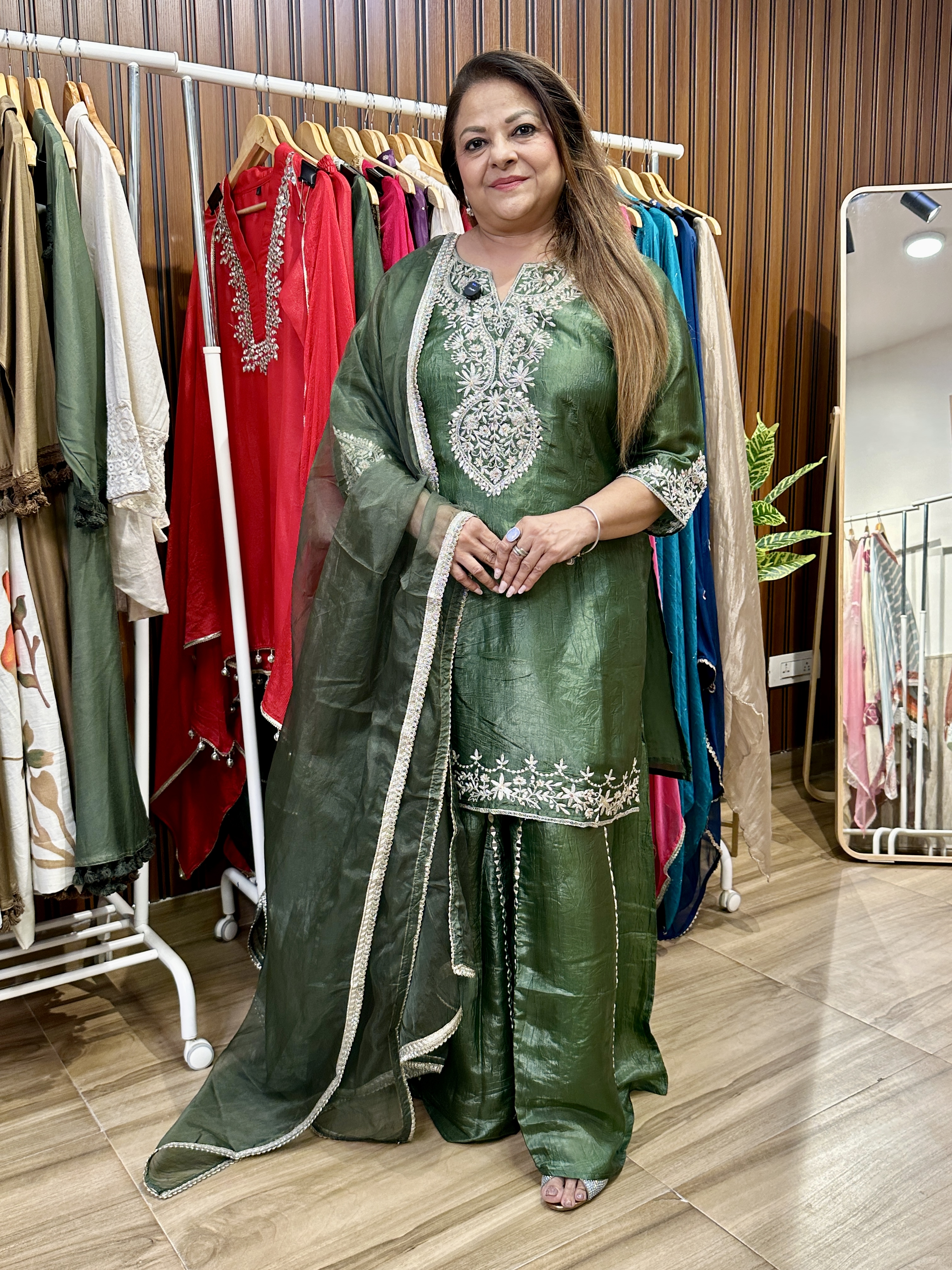 Green shimmer three piece 