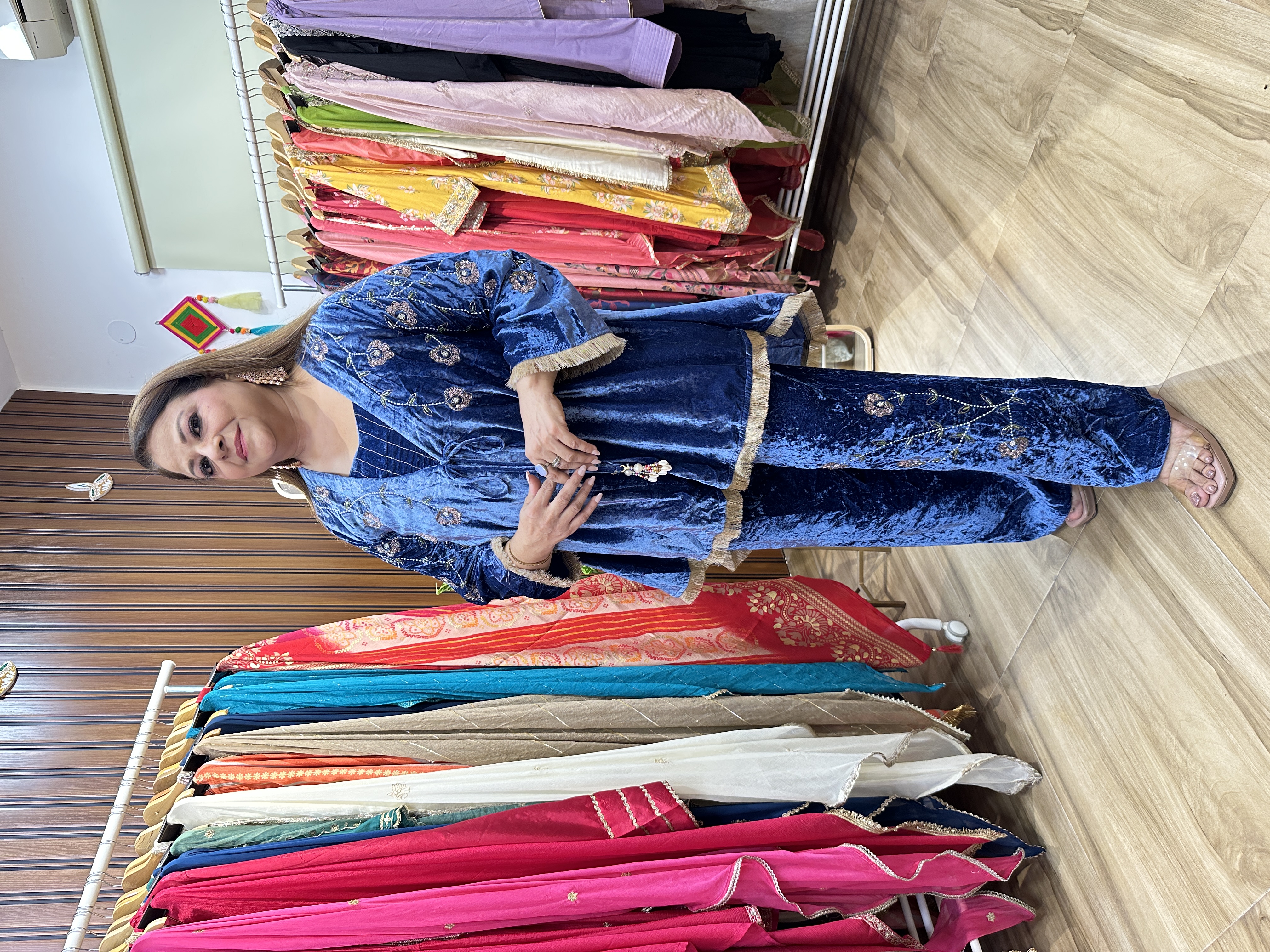 Blue Velvet Bustier three piece set