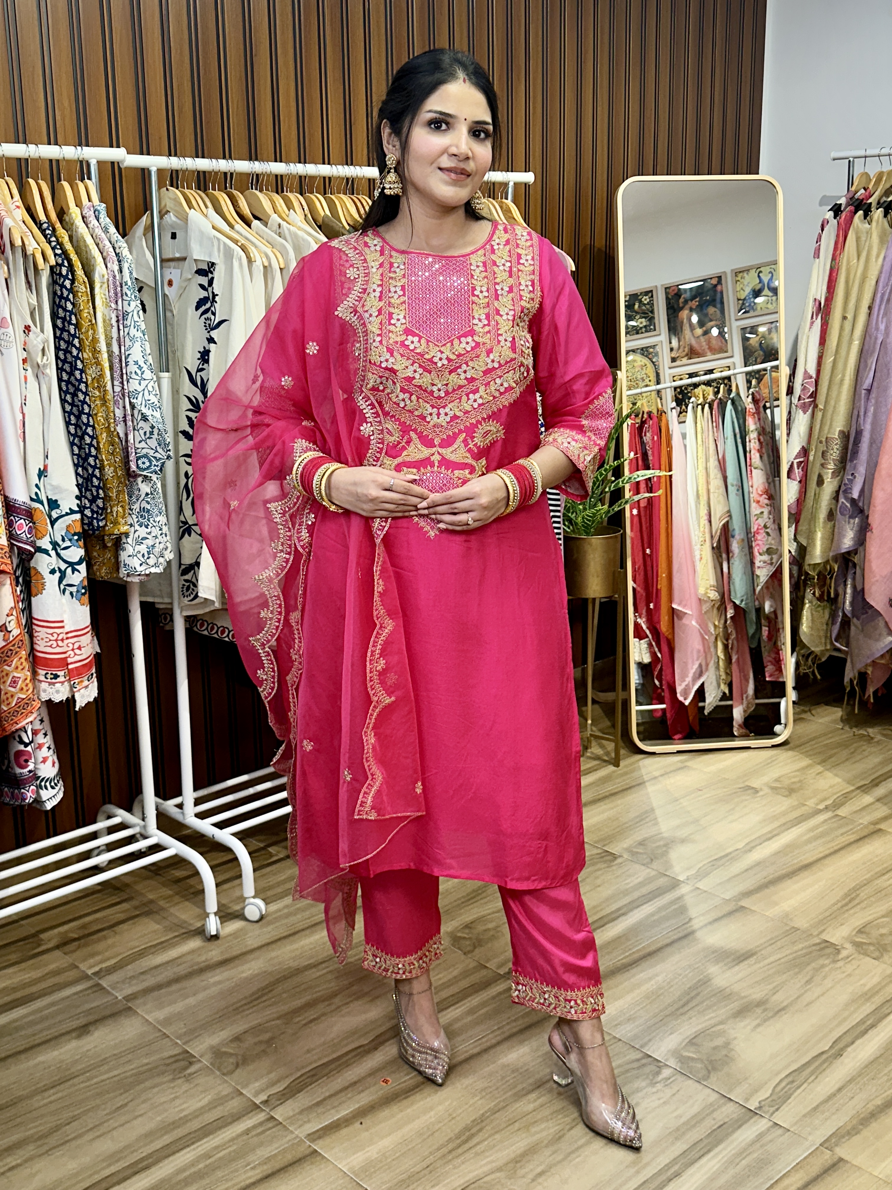 Pink embroidered traditional Suit