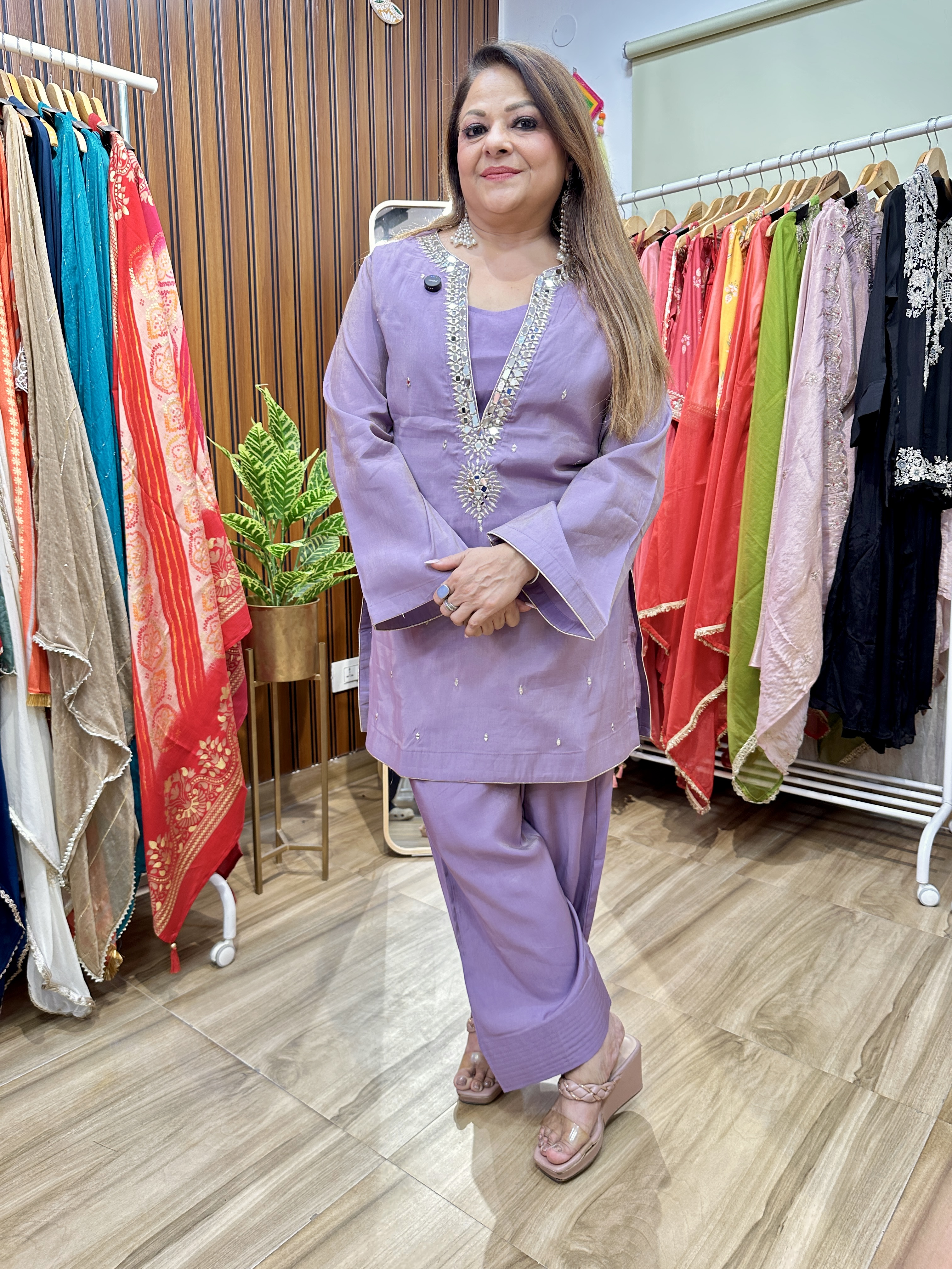 Lavender mirror work Co ord set