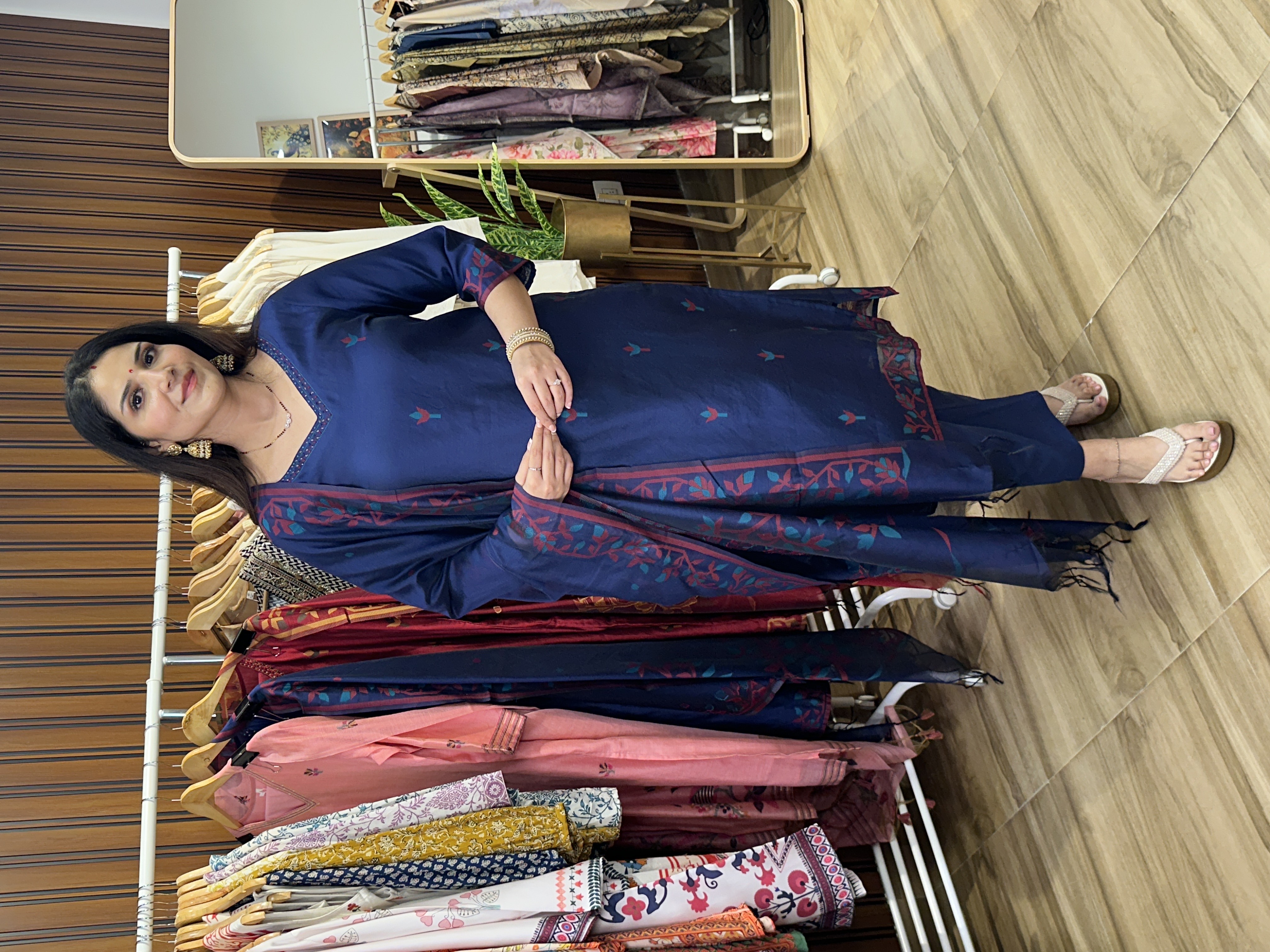 Blue jamdani three piece set