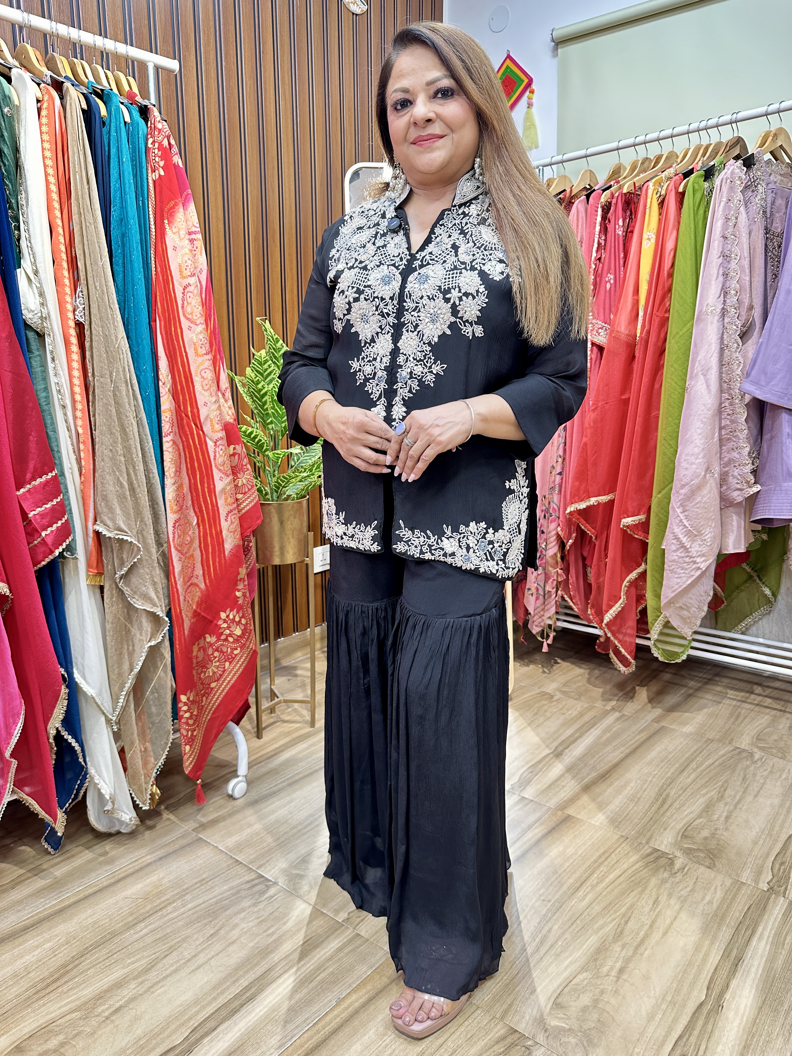 Black embroidered Co ord set