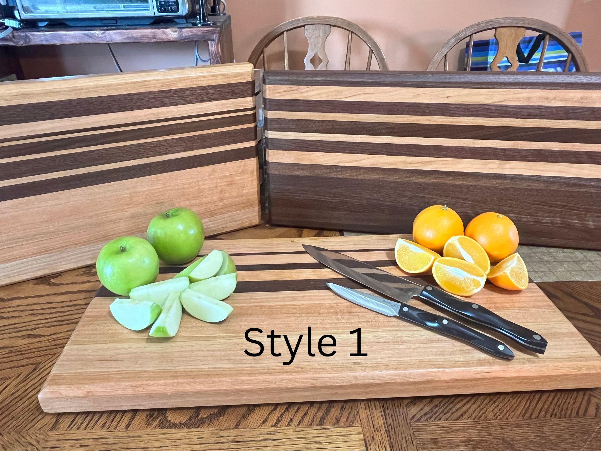 Walnut and Cherry Striped Wooden Cutting Boards
