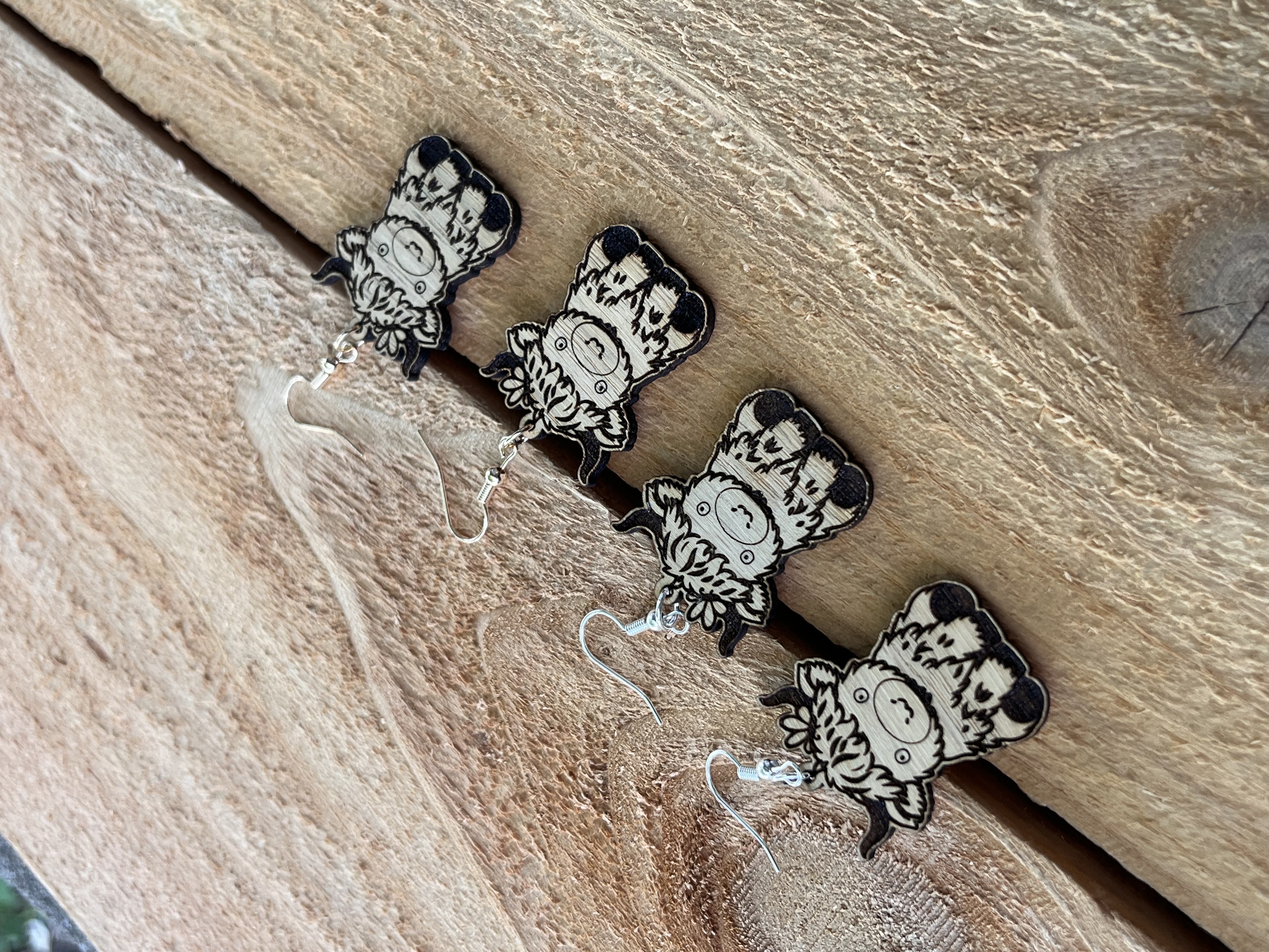 Highland Cow Wooden Earrings