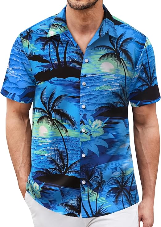 Camisa hawaiana masculina azul