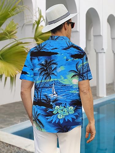 Camisa hawaiana masculina azul