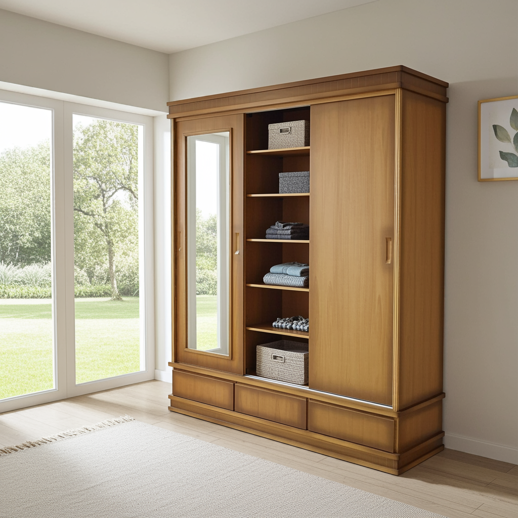 Guarda-roupa de Madeira com Espelho Turim