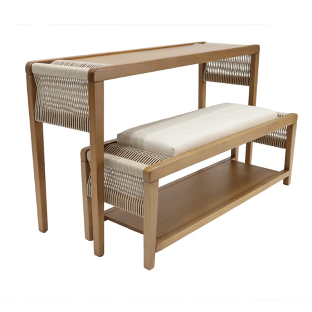 Aparador com banco de madeira com sapateira Cintia