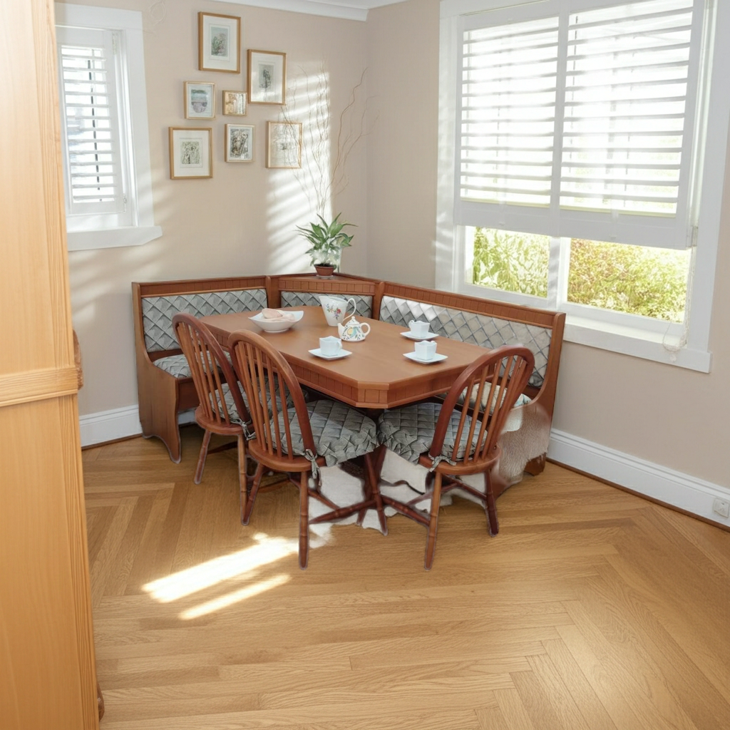 Conjunto de canto  alemão Tradicional com banco bau e L de madeira maciça