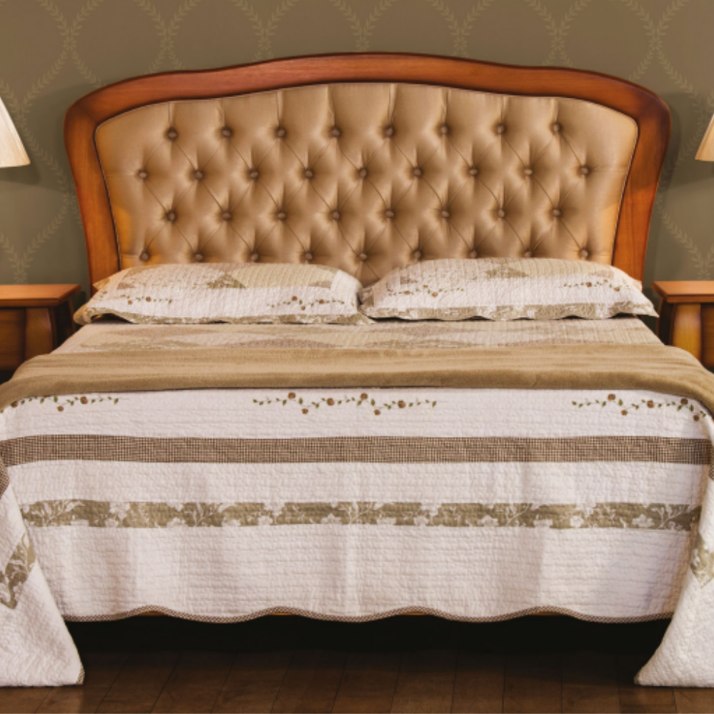 Cama  estofada madeira maciça Viena