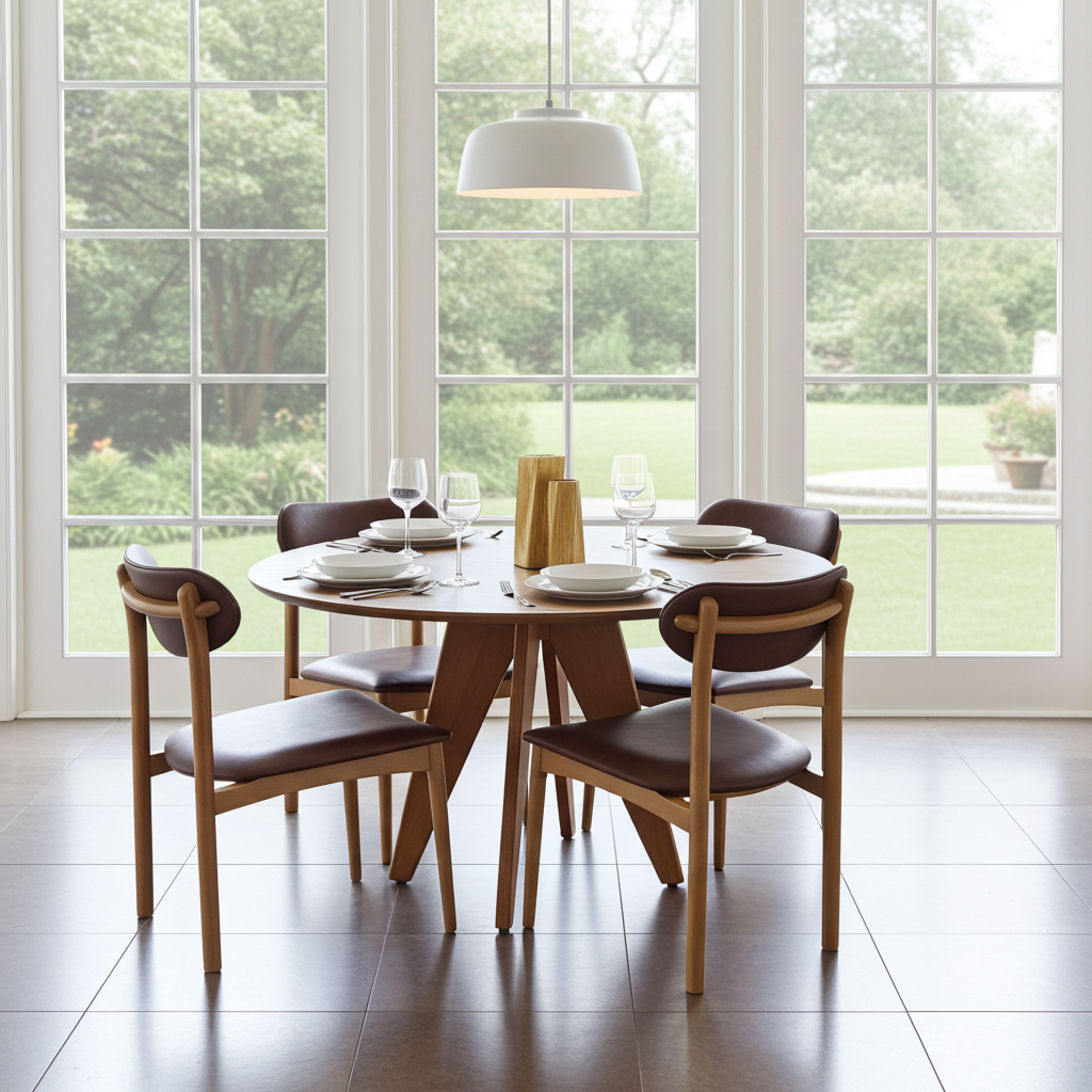 Mesa de jantar redonda de madeira Heitor