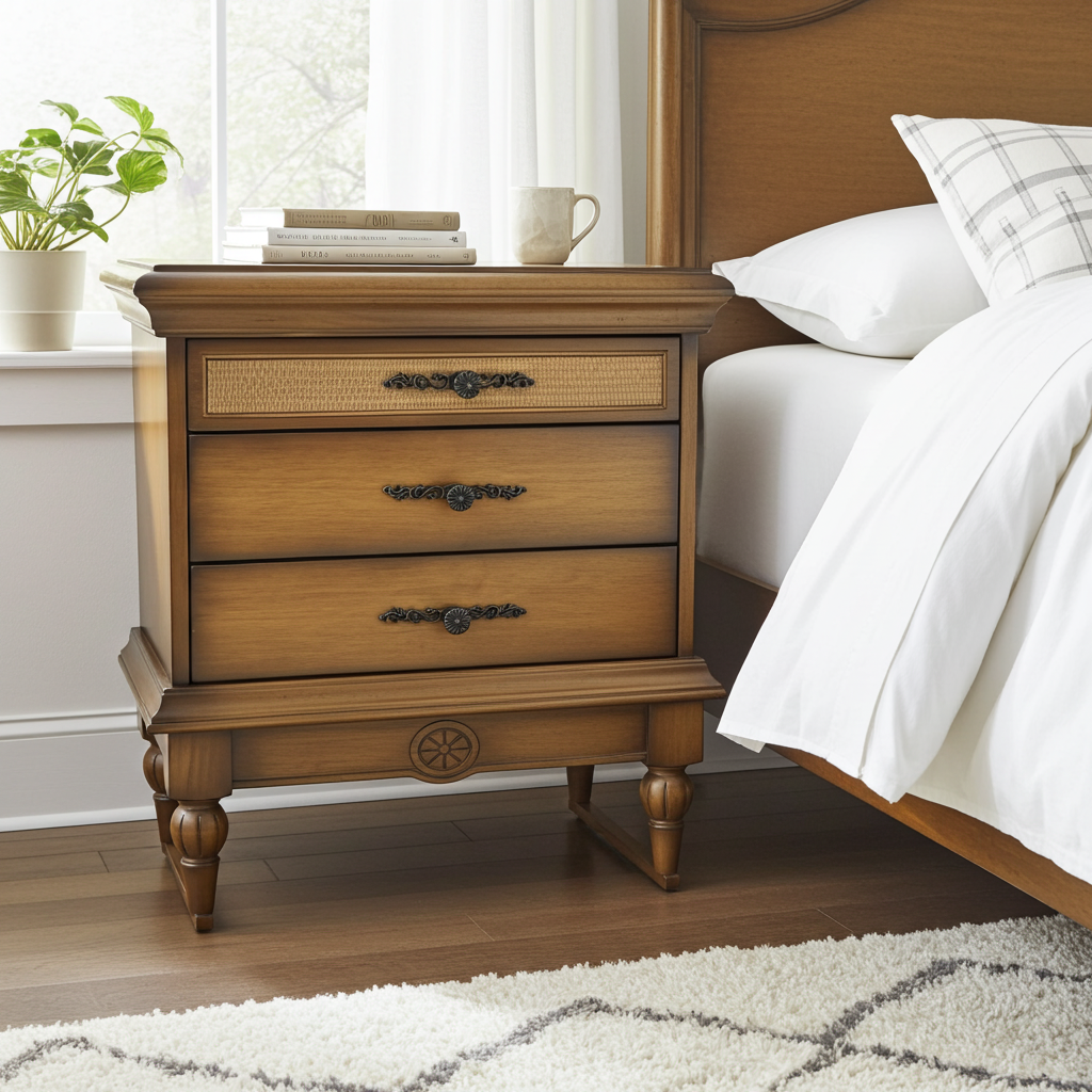 Mesa de cabeceira de madeira maciça Siena