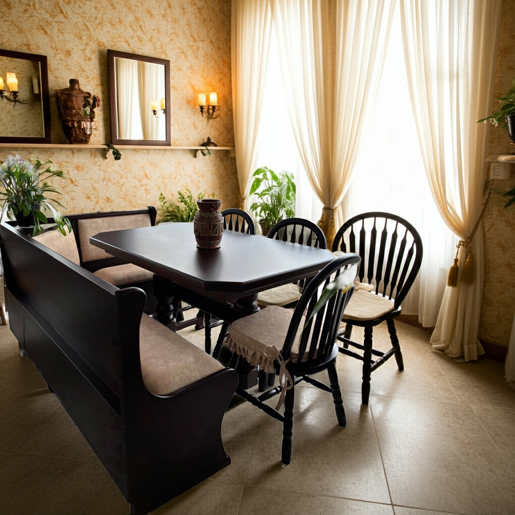 Conjunto de canto alemão Tradicional com banco bau e L de madeira maciça