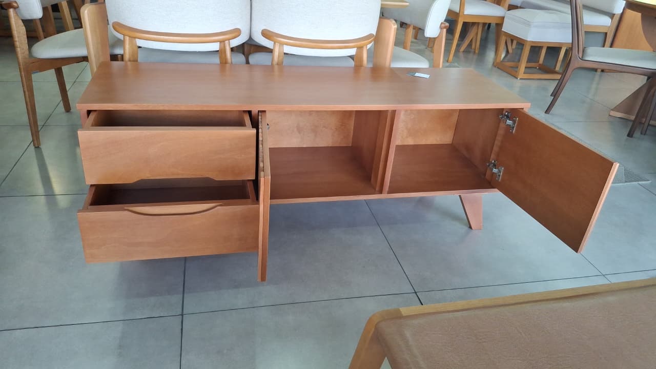 Rack de madeira maciça com 2 gavetas