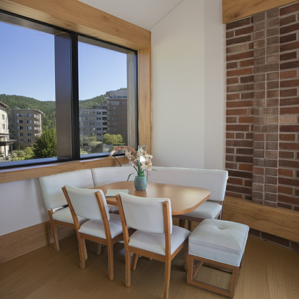 Canto Alemão Light de madeira maciça com bancos estofados