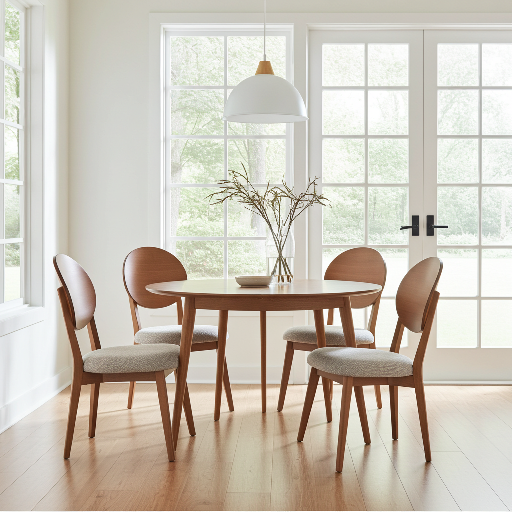 Conjunto de Mesa de Jantar com 4 cadeiras redonda