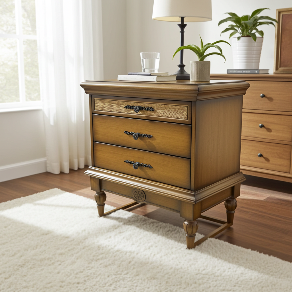 Mesa de cabeceira de madeira maciça Siena