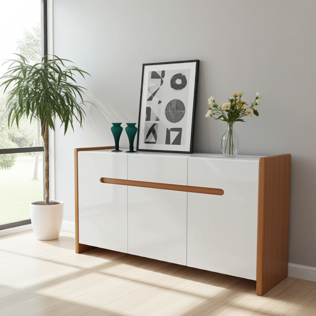 Buffet de Madeira maciçaa com 3 portas e 1 gaveta