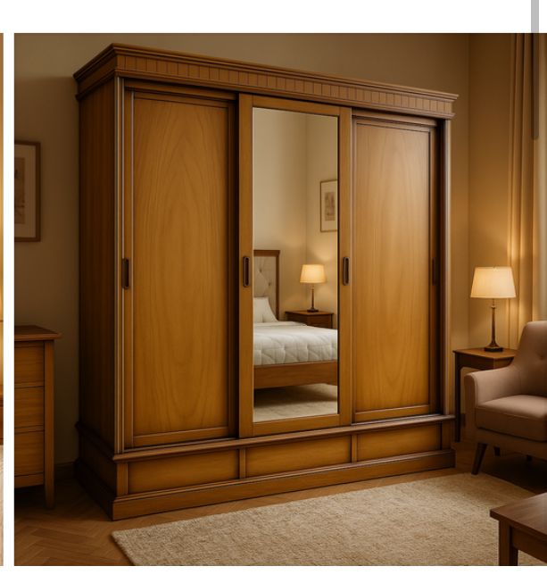 Guarda-roupa de Madeira com Espelho Turim