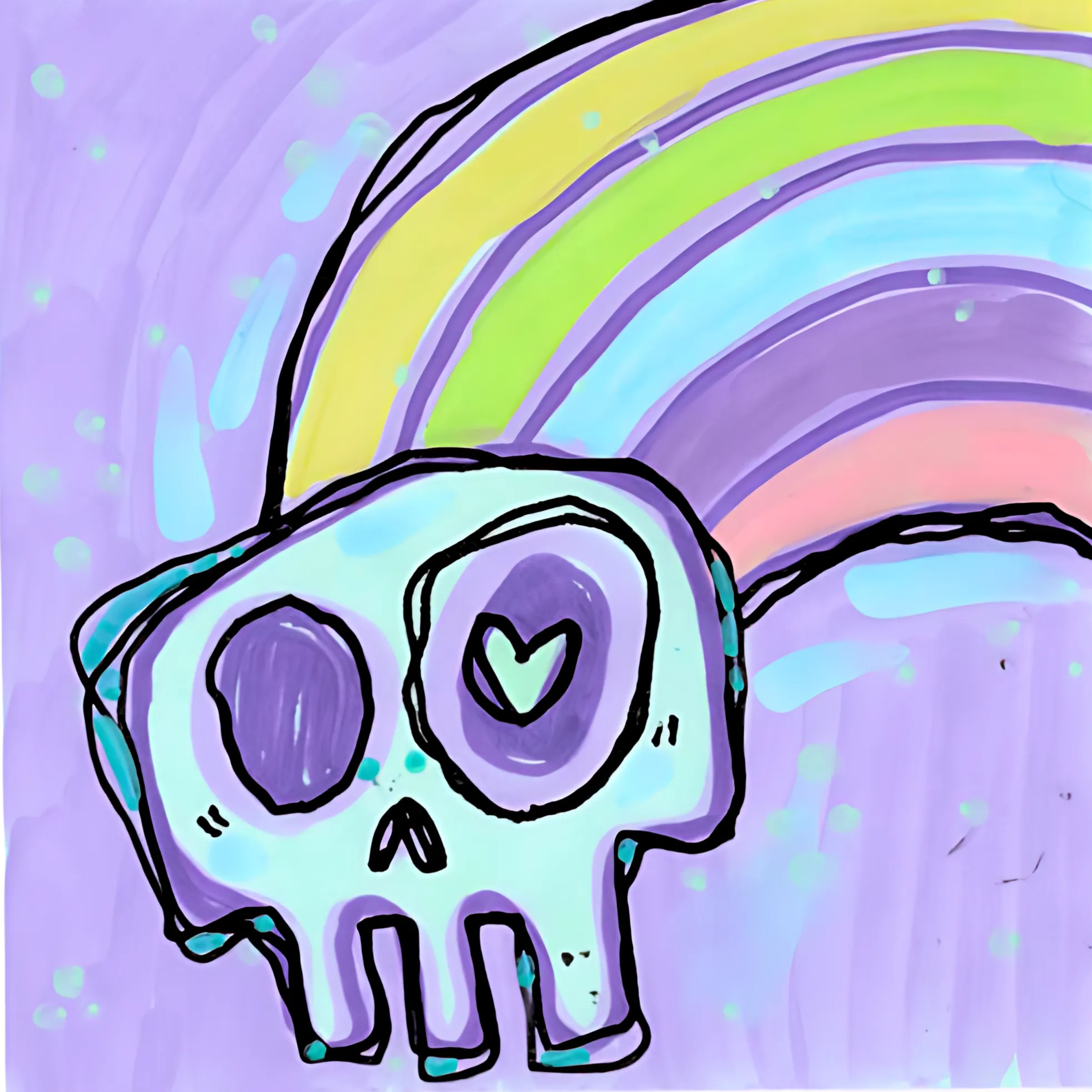 Pastel Goth Rainbow Skull STICKER