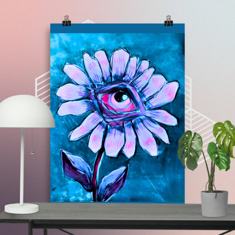 Watch Me Blossom, eye flower matte print