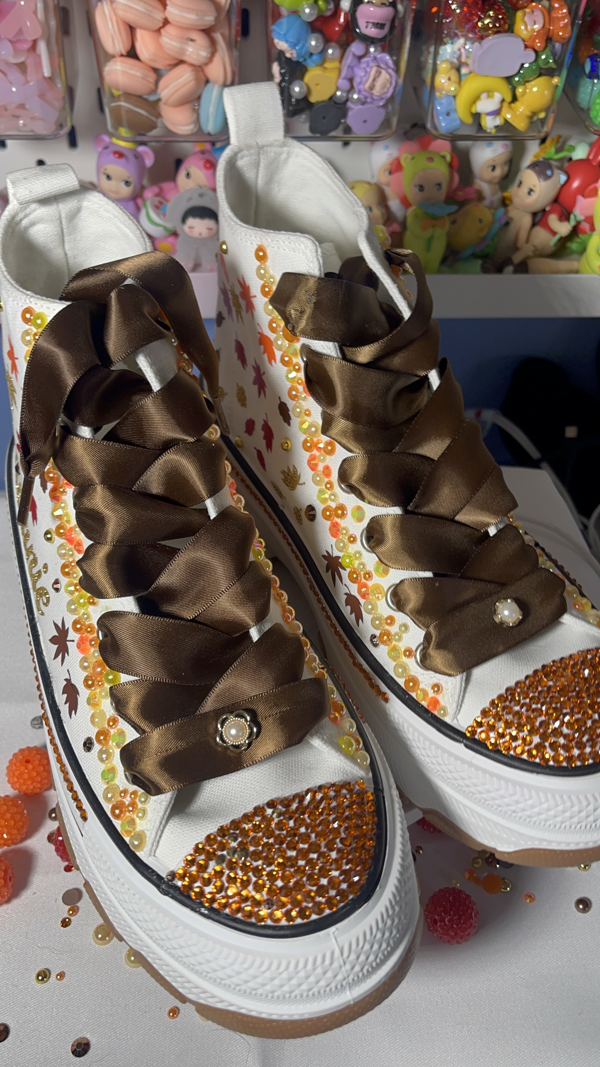 Hand-Embellished High-Top Sneakers