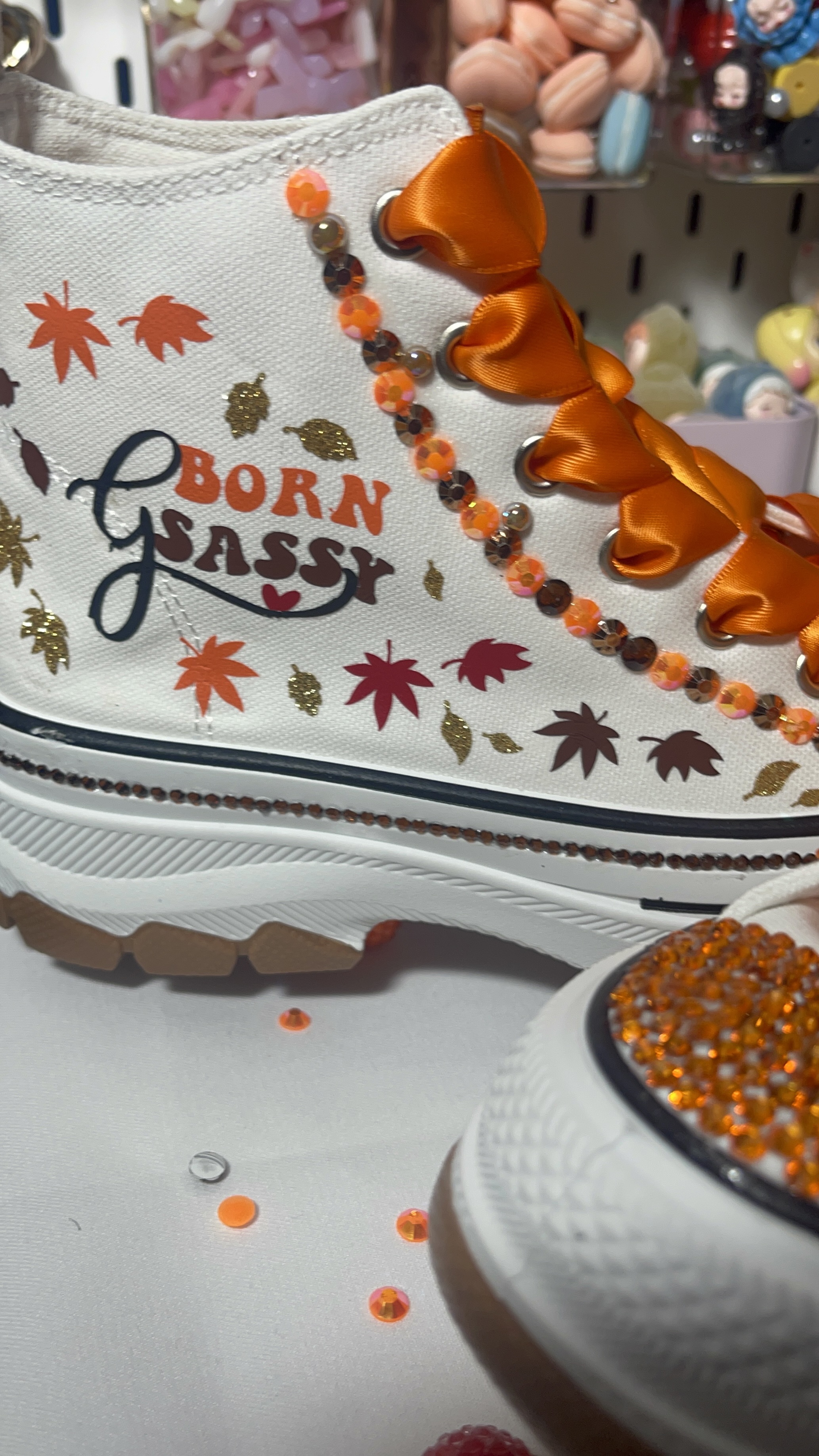 Hand-Embellished High-Top Sneakers