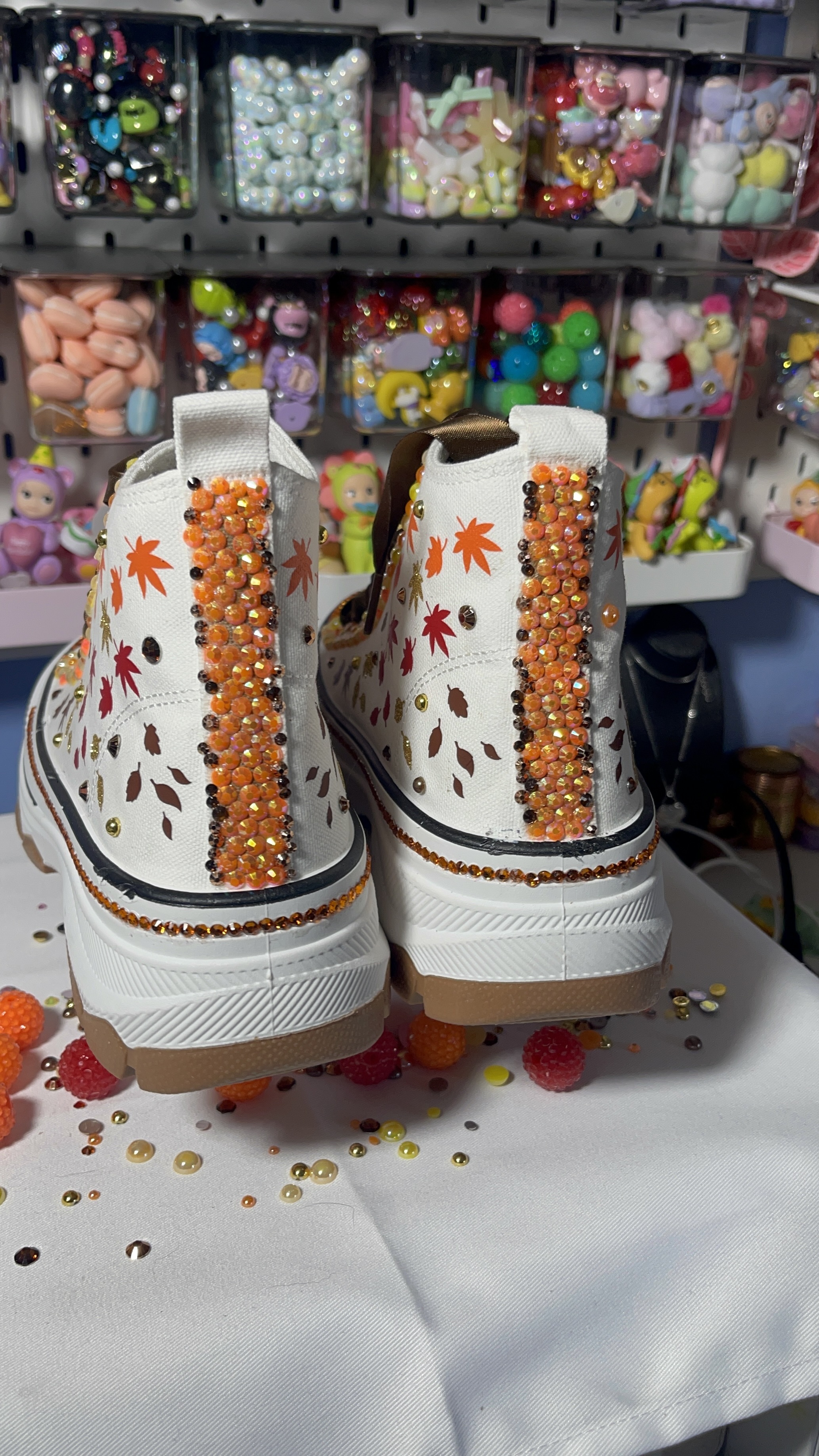Hand-Embellished High-Top Sneakers