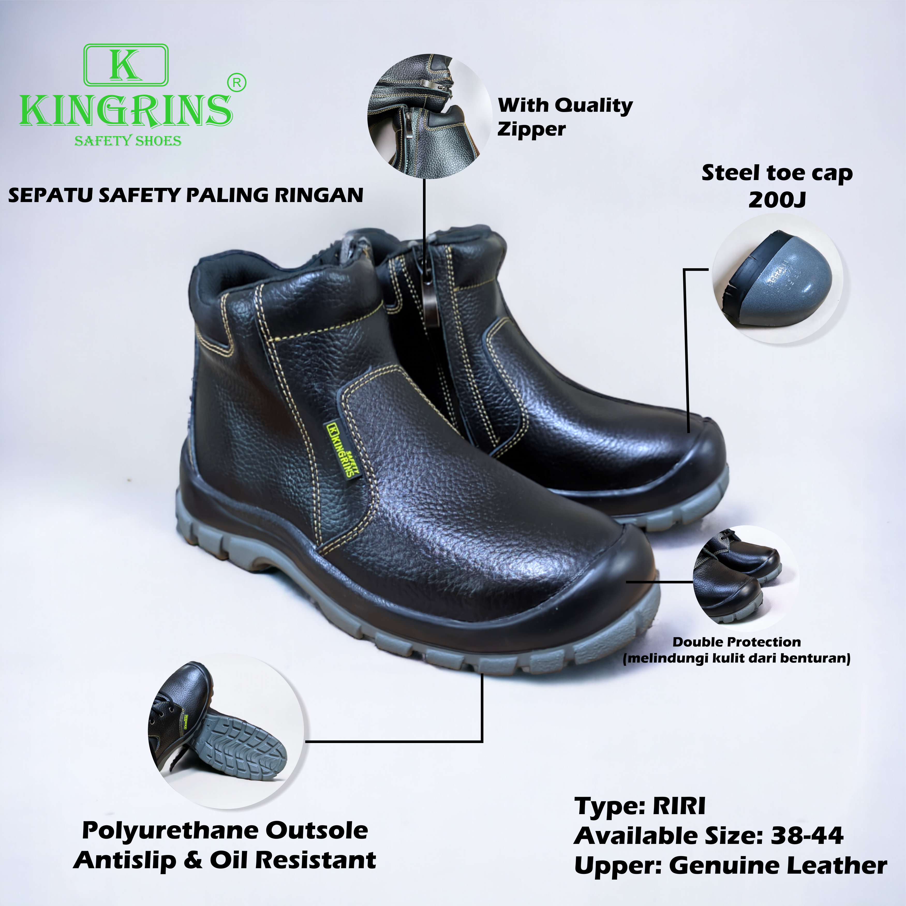 KINGRINS - RIRI RD Mid Cut with zipper safety shoes