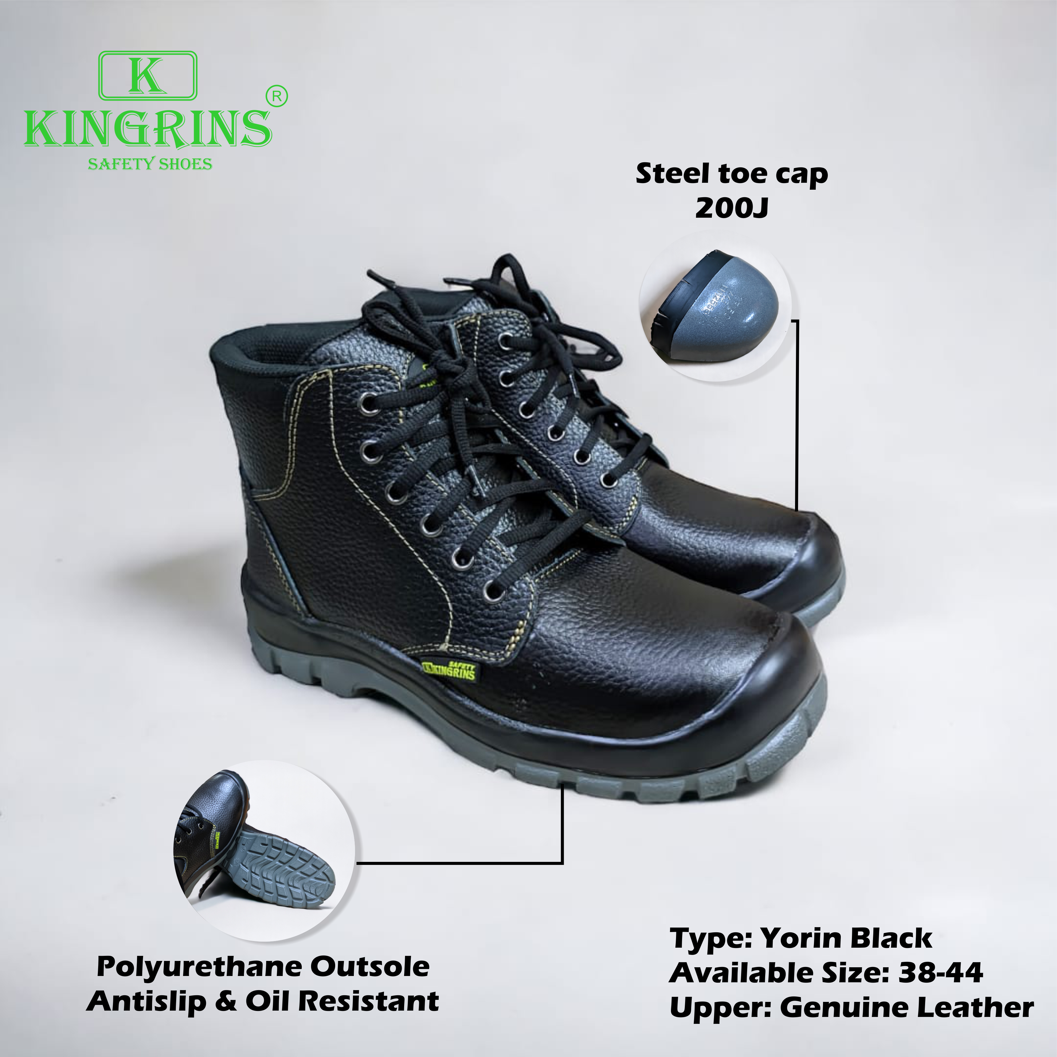 KINGRINS - YORIN H Mid Cut with lace safety shoes