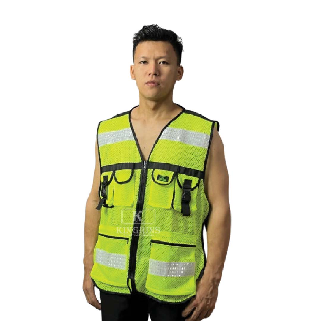 KINGRINS Rompi safety jaring 6 kantong Premium