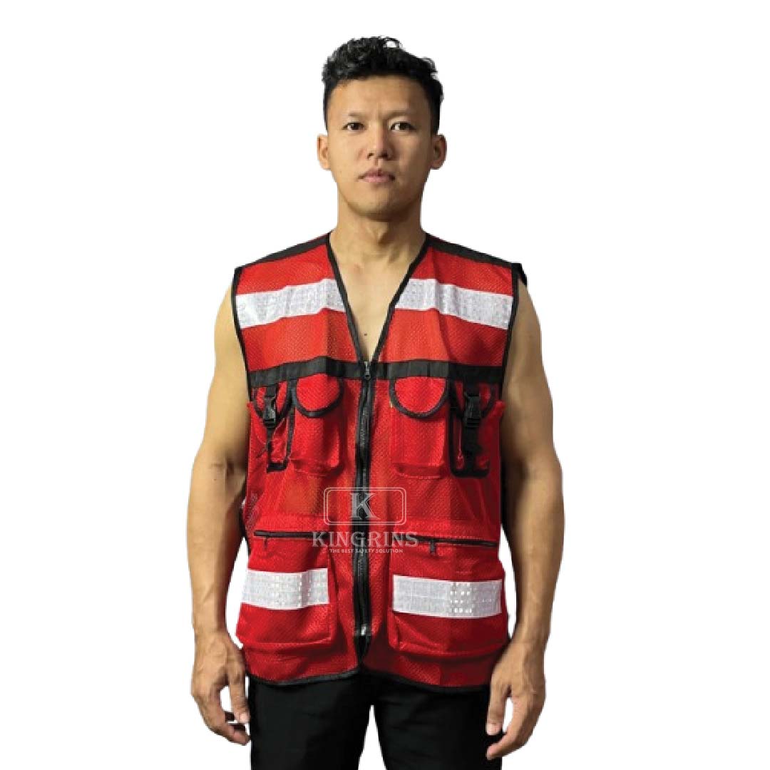 KINGRINS Rompi safety jaring 6 kantong Premium