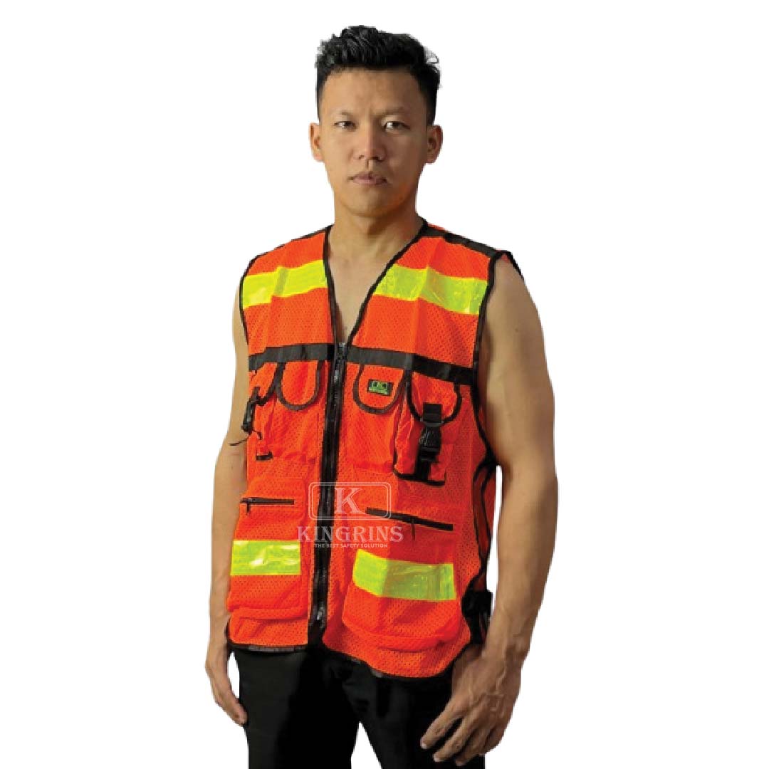 KINGRINS Rompi safety jaring 6 kantong Premium