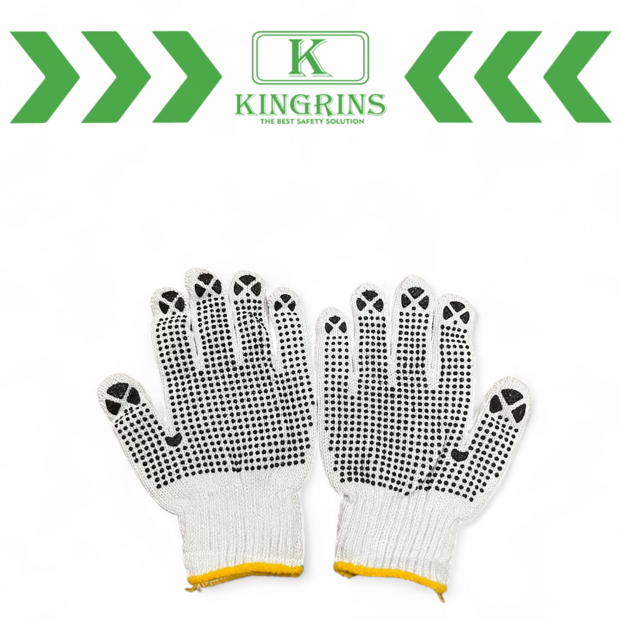 KINGRINS - Sarung Tangan Katun Bintik Hitam / Sarung Tangan Benang Putih Bintik Hitam