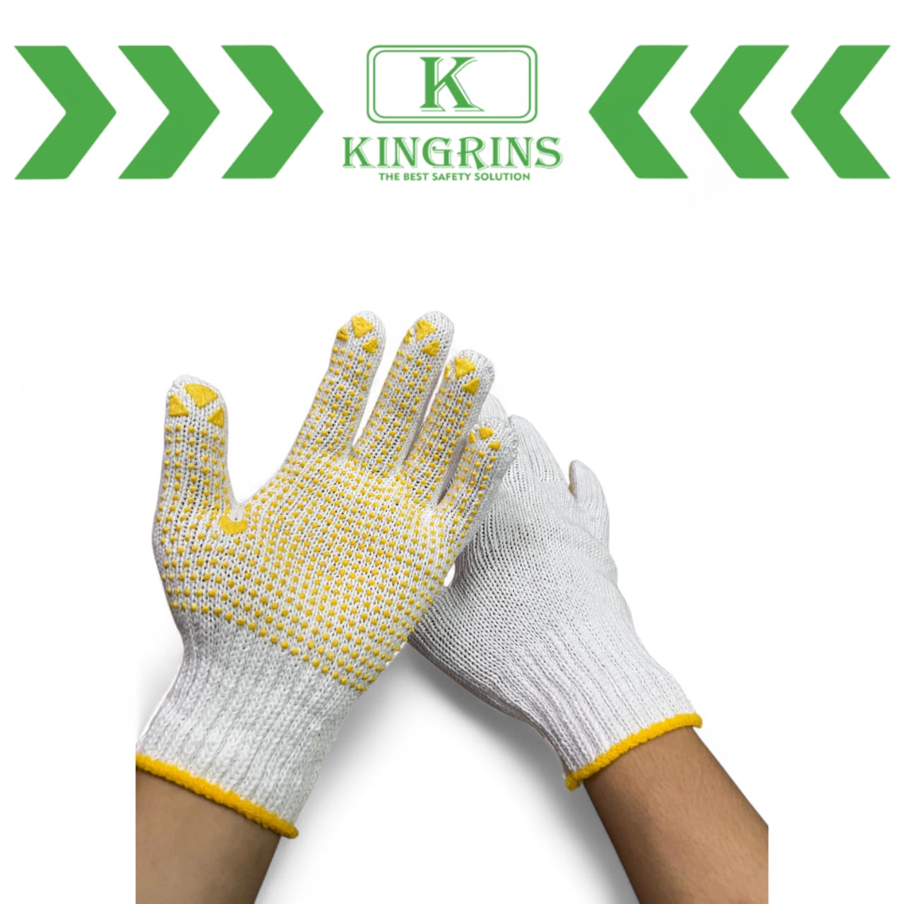 KINGRINS - Sarung Tangan Katun Bintik Kuning / Sarung Tangan Benang Putih Bintik Kuning 