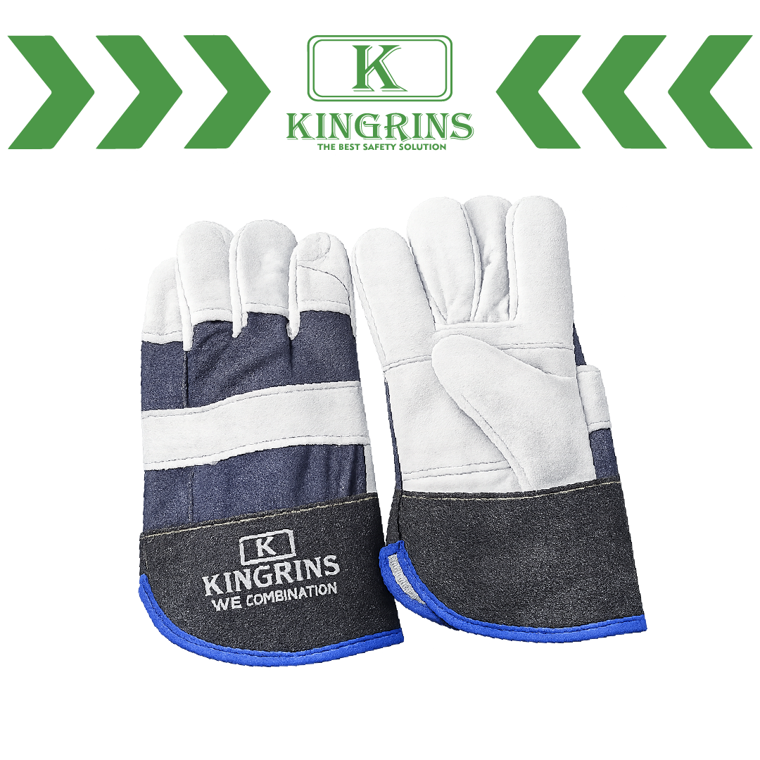 KINGRINS - Sarung tangan fitter kombinasi tipe We Combination bahan kulit kombinasi jeans panjang 10 inch