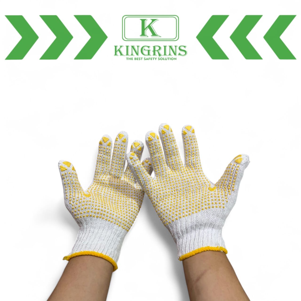 KINGRINS - Sarung Tangan Katun Bintik Kuning / Sarung Tangan Benang Putih Bintik Kuning 