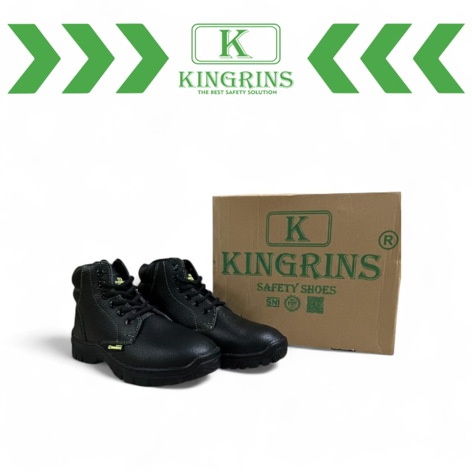 KINGRINS - Sepatu Safety Kinngrins Yorin Hitam RB / Sepatu Safety Semi Boot Tali