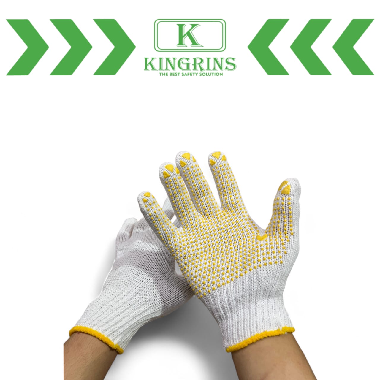 KINGRINS - Sarung Tangan Katun Bintik Kuning / Sarung Tangan Benang Putih Bintik Kuning 