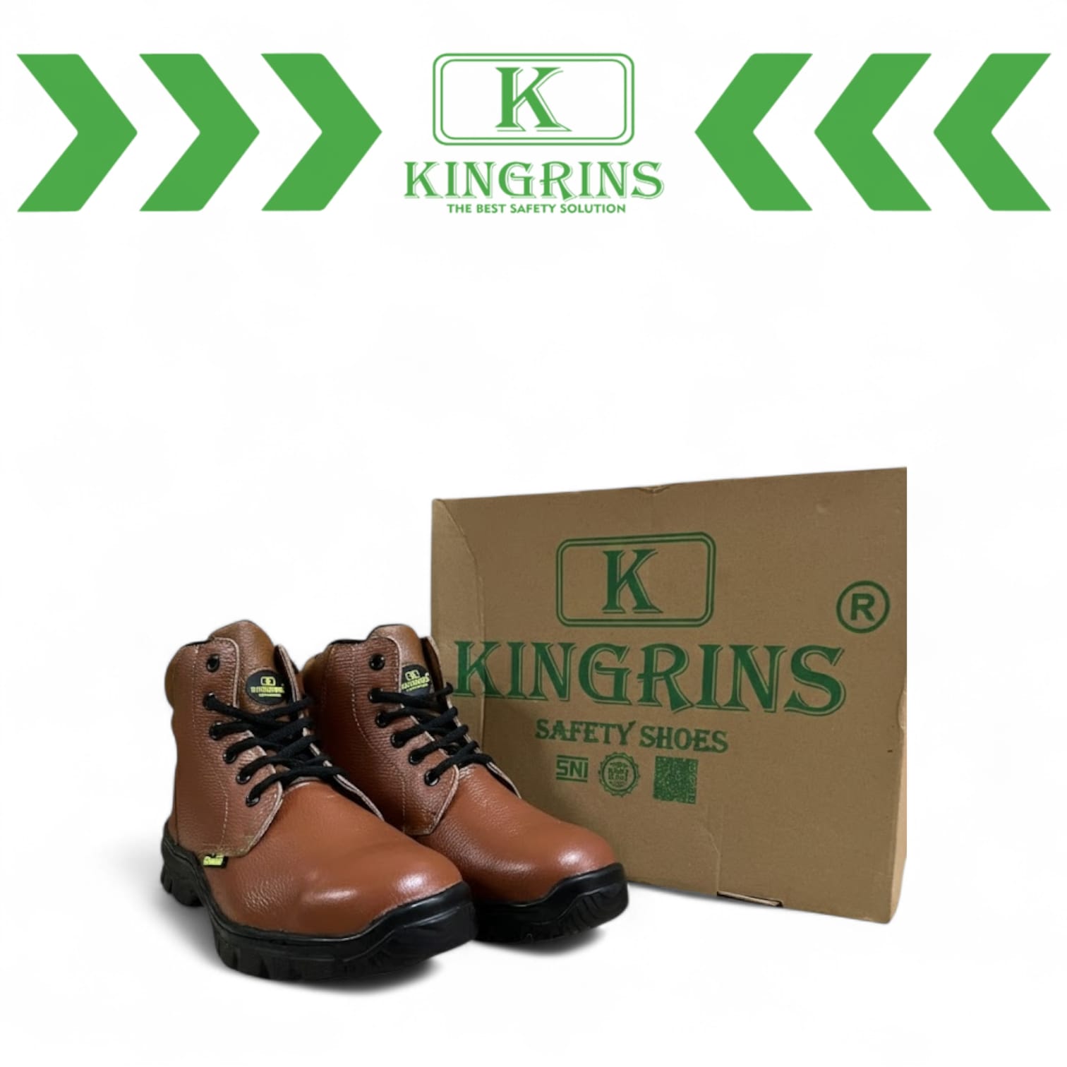 KINGRINS - Sepatu Safety Kingrins Yorin Coklat RB / Sepatu Safety Kingrins Semi Boot Tali
