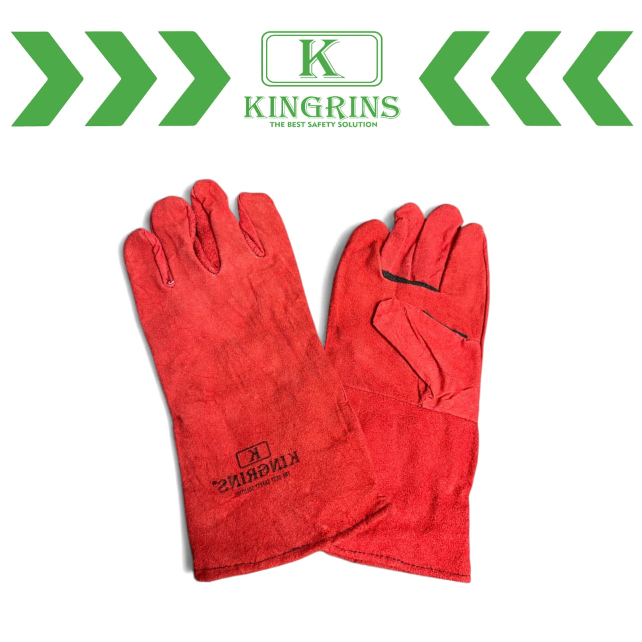 KINGRINS - Sarung Tangan Las Kulit Asli Warna Merah