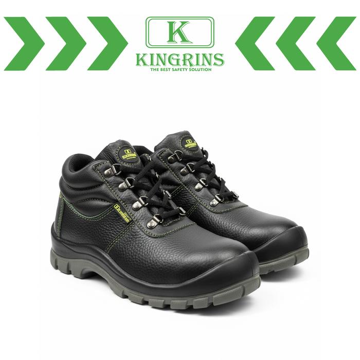 KINGRINS - Sepatu Safety kerja semi boot mid cut tipe Alesha ujung besi Outsole PU 